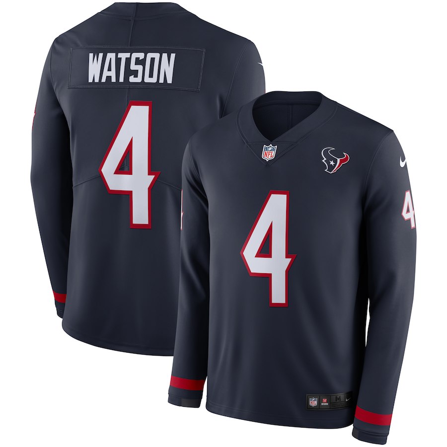Men Houston Texans #4 Watson blue  Limited NFL Nike Therma Long Sleeve Jersey->kansas city chiefs->NFL Jersey